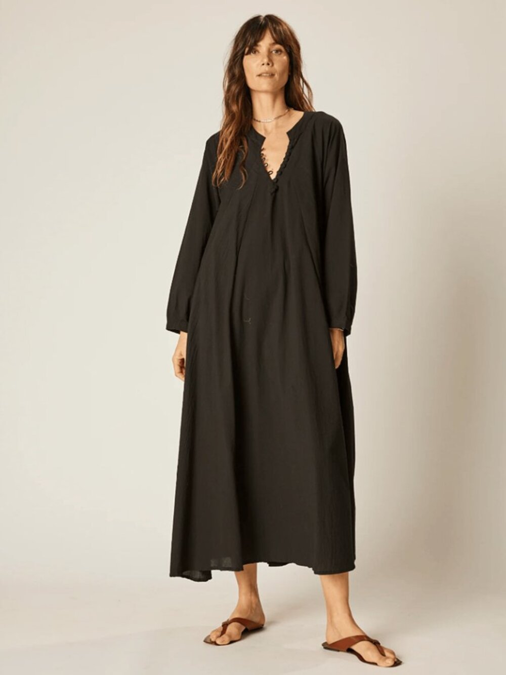 Natalie Martin Fiore maxi dress black cotton small